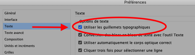 Préférences - Utiliser les guillemets typographiques