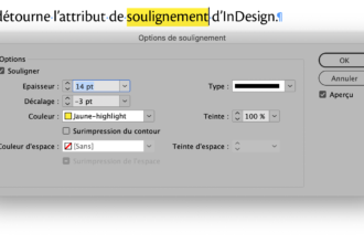 Panneau Options de soulignement